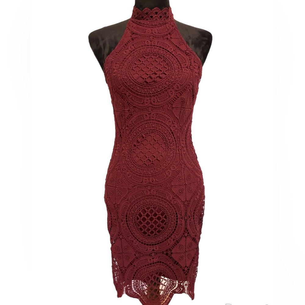 Elegant Purple Lace Halter Dress